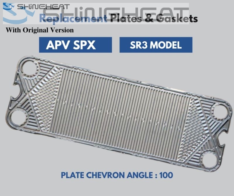SHINEHEAT replacement SPX APV SR3 plate with Chevron Angle 100 label