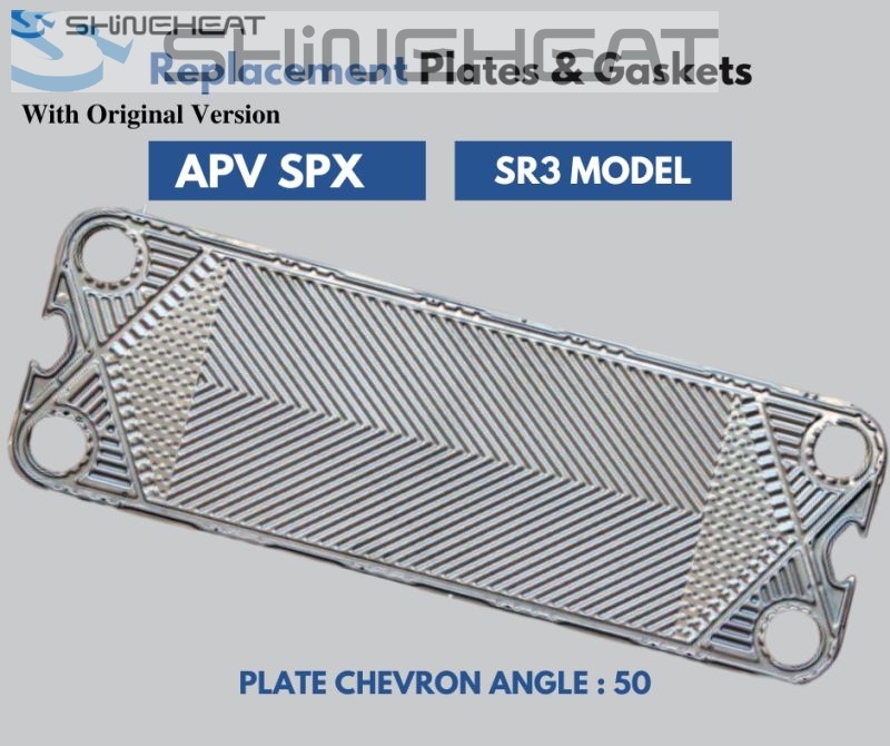 SHINEHEAT replacement SPX APV SR3 plate with Chevron Angle 50 label